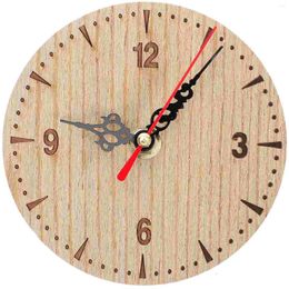 Wall Clocks Round-shaped Clock Small Hanging Wooden Household Office Home Decor