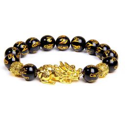 Unisex Men Bracelet Lucky Buddha Obsidian Stone Bead Bracelets Chinese FengShui Pi Xiu Color Changing Wristband Wealth Bracelet X08298424