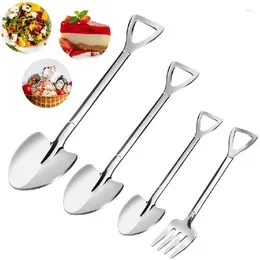 Coffee Scoops 4pc Mousse Cake Shovel Spoon Dessert Fork Set Ice Cream Scoop Stainless Steel Cocktail Fruit