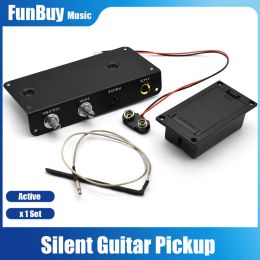 Guitar Active Mute Guitar Pickup with Battery Box Silent Guitar Replacement Parts with Tone Volume Control