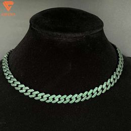 New Colour Jewellery 925 Sterling Silver 2 Rows Diamond Cuban Necklace Iced Out Moissanite Cuban Link Chain