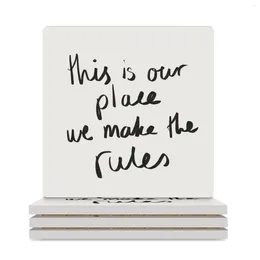 Table Mats This Is Our Place We Make The Rules Ceramic Coasters (Square) Personalize Tea Cups Slate Animal