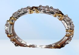 Whole Professional Eternity Diamonique Diamond 10KT WhiteYellow Gold Filled Wedding Band Cross Ring Size 5117583978