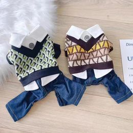 Dog Apparel Small Clothes Autumn Winter Cat Warm Jumpsuit Pet Cute Desinger Sweater Puppy Fashion Plaid Pajamas Poodle Chihuahua Yorkie