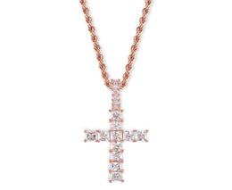 New Charm Pendant Full Ice Out CZ Simulated Diamonds Catholic Crucifix Pendant Necklace With Long Chain2094317