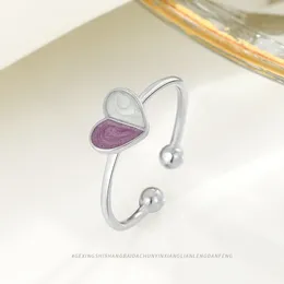 Cluster Rings 925 Sterling Silver Enamel Drop Heart Ring For Women | Simple And Stylish Fashion