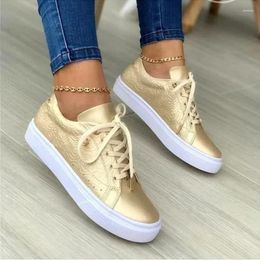 Casual Shoes Rose Gold Women Vulcanised Solid Colour Low-heeled Flat With Golden Buttons 2024 Lace Up Female Sneakers