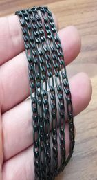 Lot 5meter in bulk 45MM black stainless steel NK Chain Figaro Chain findings Jewellery marking DIY necklace bracelet1624225