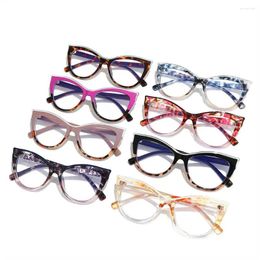 Sunglasses INS Style Cat Eye Glasses Frame Filter UV Floral Computer Eyeglasses TR90 Blue Light Blocking For Women & Men