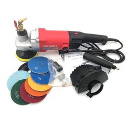 1400W 4quot Electric Stone Hand Wet Polisher Grinder Variable Speed Water Mill CW 7 Pcs 4quot Diamond Polishing Pads7914784