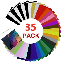 Window Stickers 35pcs 30cm 25cm HTVRONT PU Heat Transfer Sheets Multi-color HTV Iron On Films For Cricut Press T-shirt Textiles