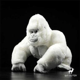 Stuffed Plush Animals Albino Gorilla High Fidelity Anime Cute Ape Plushie Silverback Plush Toys Lifelike Animals Simulation Stuffed Doll Kawai Toy Gif L47