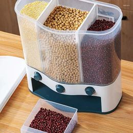 Storage Bottles 3 Grid Cereal Dispenser Countertop Food Containers Set Grain Container With Cup Large Rice And Beans For Kitchen