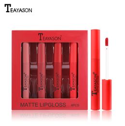 Lips Makeup Matte Liquid Lipstick Waterproof Red Lip gloss Tattoo Long Lasting 4pcsset Tint Lipgloss1805182
