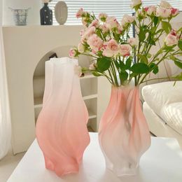 Vases Creative Shaped Frosted High-end Vase Glass Flower Arrangement Living Room Dining Table Art Decoration Ins