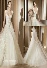 Vintage Elie Saab Ivory Wedding Dresses Beautiful A Line Tulle Applique Lace Women Bridal Party Gowns6207507