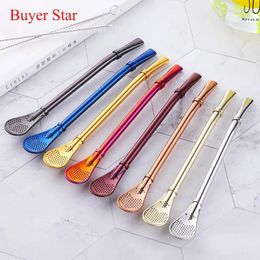 Drinking Straws 4pcs/lot Reusable 304 Stainless Steel 1 Brush Filter Straw Metal Drink Yerba Mate Tea Bar Accessories