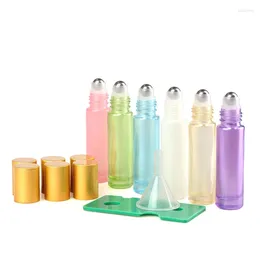 Storage Bottles 500x 10ML Portable Thick Glass Roller Vial Essential Oil Perfume Container Travel Refillable Rearlized Colourful Roll Ball