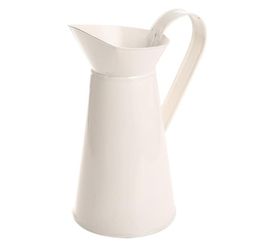 Vintage Tall Metal Shabby Chic Cream Vase Enamel Pitcher Jug Flower Container For Wedding Home Decor7097638