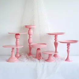 Plates Princess Wind High Feet Cake Stand Romantic Pink Snack Display Plate Children's Room Soft Decoration Birthday Party Serving Tray