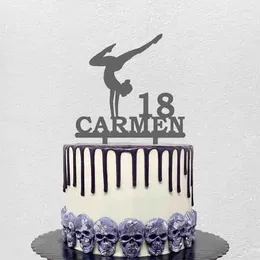 Party Supplies Personalised Yoga Cake Topper Custom Name Age Girl Rhythmic Gymnastics Silhouette For Birthday Decoration