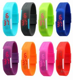 LED Digital Touch Screen Watch Jelly Candy Colour Sports Watches Silicone Wristband Waterproof Rectangle Couple Wrist Watch Bracele9938412