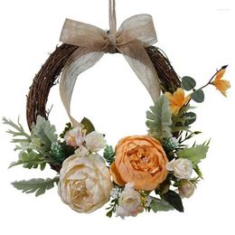 Decorative Flowers Door Wreaths For Front Outside Peony Flower Vintage Blooming Peonies Spring Summer Fall Winter Green