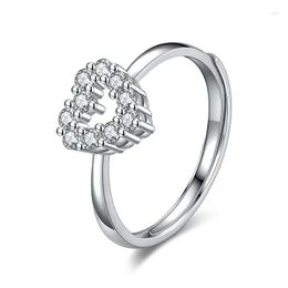 Cluster Rings 925 Sier Needle Cute Heart Crystal For Women Girls Engagement Valentines Day Gift Fashion Jewellery Wholesale Drop Deliver Dhetk
