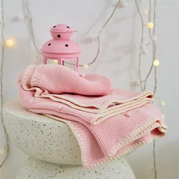 Blankets Soft Shell Edge Luxury Pom Throw Dot Knitted Baby Blanket Kids Car And Plane