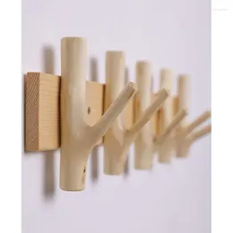 Hooks Creative Solid Wood Hook Key On The Entrance Porch Wall Clothes Hanger Branch And Hats