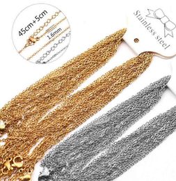 10pcslot 455cm Adjustable Gold Stainless Steel Link Chains Necklaces Fashion Jewelry Cuban Chains Whole Chain DIY Crafts AA21933406