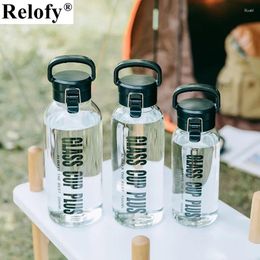 Water Bottles 1/1.5/2L Large Capacity Portable Glass With Lid And Handle For Outdoor Sports Bike Climbing Leak-proof Drinkware