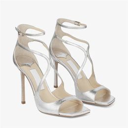Womens Sandals Summer 2024 Silver High Heels Square Toe Women Pumps Straps Gladiator Heeled Sandalias Designer Prom Dress Shoes 240401