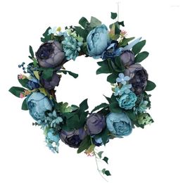 Decorative Flowers Wedding Wreath Artificial Flower Garland Peony Pendant Home Office Decor Church Ornament Simulation Silk Spun Window