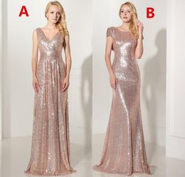 2020 Rose Gold Sequined Long Evening Dresses Pleated Backless Formal Dress Party Vestido De Festa Longo SD349 SD3474255795