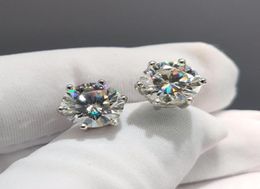 Real Diamond Test Past Total 4 Carat Color Moissanite Stud Earrings Silver 925 Sparkling Round Brilliant Cut Gemstone2831718
