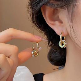 Hoop Earrings 2024 Round Zircon For Women Gold Colour Plated Dangle Aesthetic Vintage Wedding Jewellery Gifts Wholesale