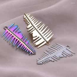 Charms 6pcs Stainless Steel Personality Feather Shape Pendants Earrings Necklace Bracelet Jewelry Metal Leaf Fashion Accessories