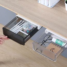 Clear Under Desk Hidden Drawer Office Storage Box Organiser Drawer Desk Supplies Holder Rack Memo Pen Stationery Storage Tray 240401