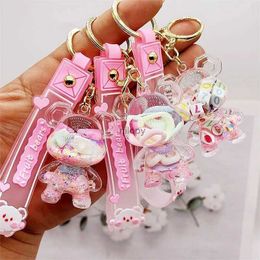 Keychains Lanyards Fashion Keychain Liquid Simulation Animal Acrylic Oil Small Pendant Bag Accessories Gift Wholesale