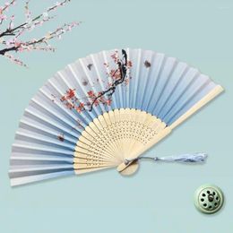 Decorative Figurines Portable Compact Folding Fan Chinese Style Bamboo Hand Set For Women Vintage Imitation Church Decoration