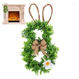 Decorative Flowers Easter Wreath Artificial Greenery With White And Bow Spring Garland Wreaths For