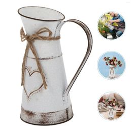 Vases Metal Flower Vase Vintage Tin Pitcher Rustic Bucket Dried Tinplate Can Jug For Decorative Living Room