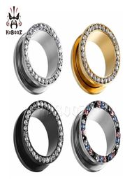 KUBOOZ Stainless Steel Set Diamond Ear Plugs Tunnels Body Jewelry Earring Piercing Gauges Stretchers Expanders Whole 3mm to 162283435