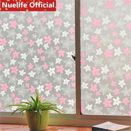 Window Stickers 45x300cm Plant Flower Pattern Self-adhesive Frosted Glass Film Toilet Living Room Bedroom Kitchen Opaque Door