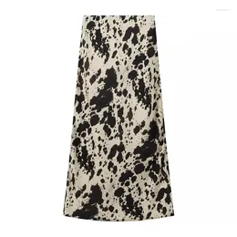Skirts Women's Skirt High Waist Fishtail Irregular Printing And Dyeing Patterns Elastic Thin Ankle Length Single