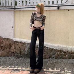 Women's Jeans 2024Vintage Low Rise Flared Loose Fitting Wide Leg Pants And Spicy Girl Mop