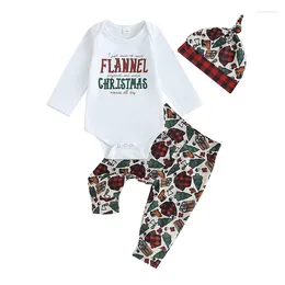 Clothing Sets Pudcoco Baby Girls Boys Christmas Outfits Letter Long Sleeve Rompers Tree Print Pants Hat 3Pcs Fall Clothes Set 0-18M