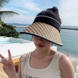 Wide Brim Hats Sun Visor Anti-ultraviolet For Women Letter Girl Protection Empty Top Cap Hat Summer Sunscreen