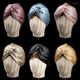 Berets Women Silky For Extra Large Bonnet Sleep CapKnotted Hair Protection Turban Night Hat Elastic Wide Band Hijab Head